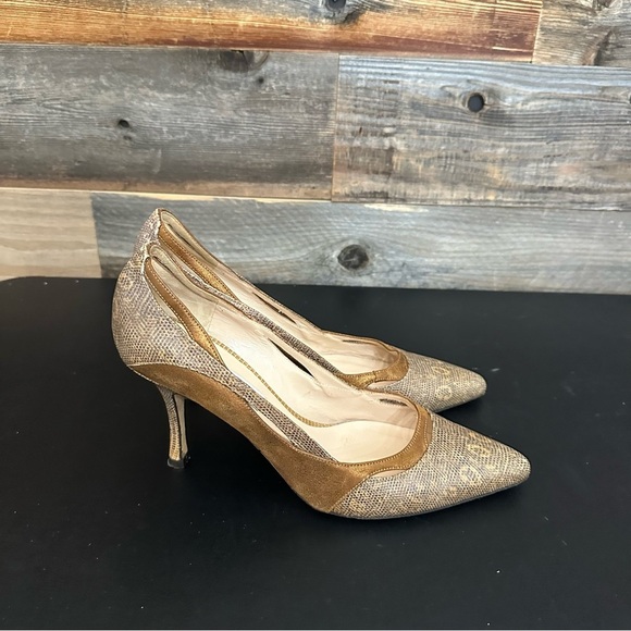 ISAAC Made in Italy Bronze Snakeskin Women’s Heeled Pumps size 8.5B - Picture 3 of 8